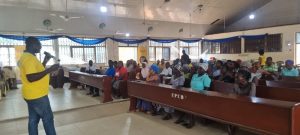 Kennedy Ofosuhene, MTN Communications Advisor, speaking at the forum in Donkorkrom