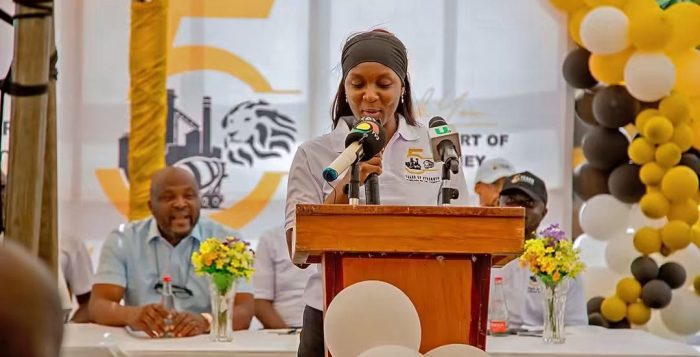 Nafisa Mahama, MD of Dzata Cement speaking at the 5th anniversary celebration of the company